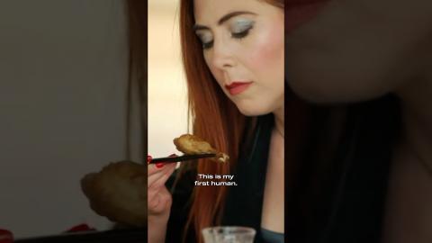 HUMAN MEAT? She’s a real foodie! ???? #ScareTactics #USANetwork #prank