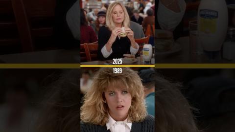 #MegRyan re-enacts the iconic scene from #WhenHarryMetSally during a 2025 #Superbowl commercial.